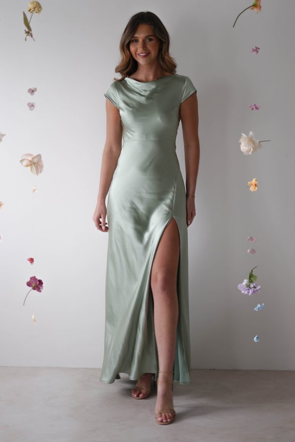 Ramona Soft Satin Maxi Dress | Sage For Cheap