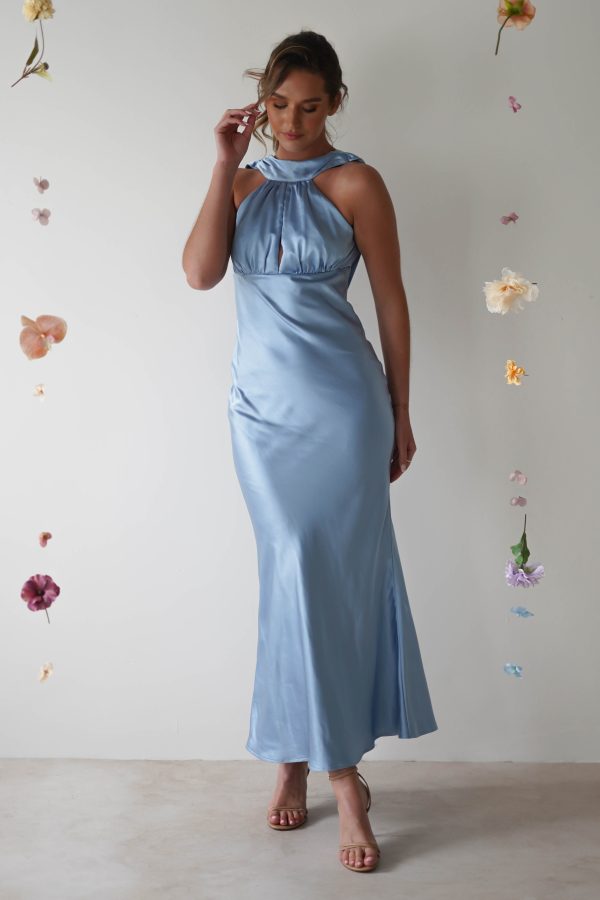 Lauryn Halter Neck Maxi Dress | Light Blue Online now