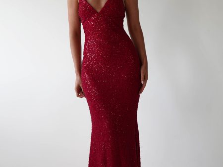 Nina Beaded Bodycon Gown | Red Online Sale