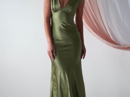 Nellie Soft Satin Midaxi Dress | Olive Supply