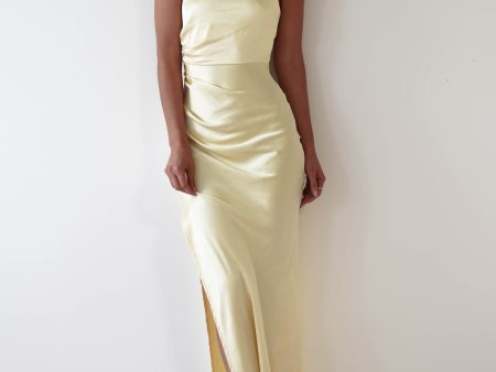 Thessy Soft Satin Maxi Dress | Yellow Online Sale