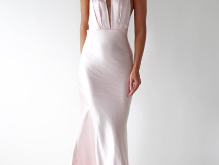 Kaylah Soft Satin Maxi Dress | Pearl Pink Supply