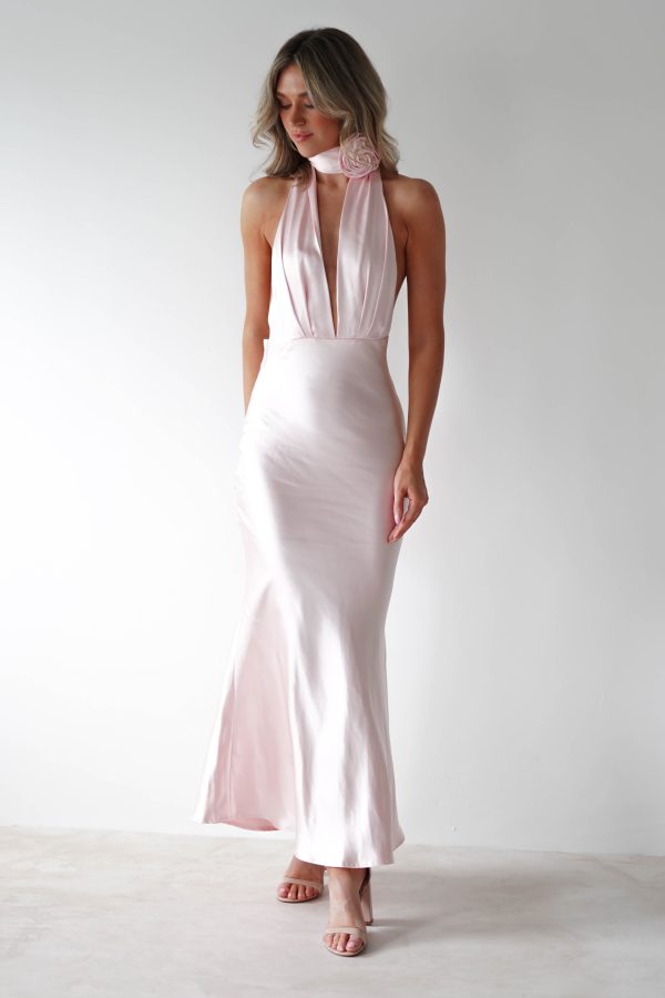 Kaylah Soft Satin Maxi Dress | Pearl Pink Supply