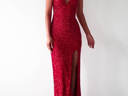 Clarisse Bodycon Sequin Gown | Red Sale