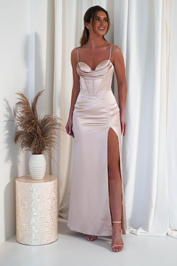 Ziah Soft Satin Gown | Champagne Online Hot Sale