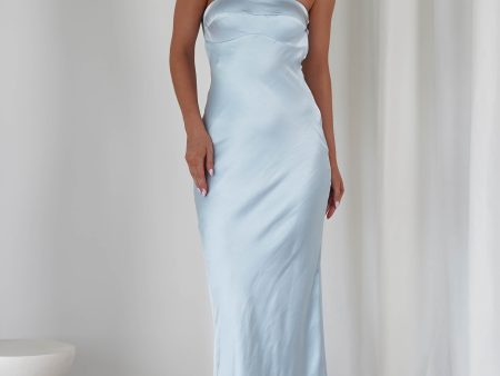 Alice Soft Satin Maxi Dress | Light Blue Sale