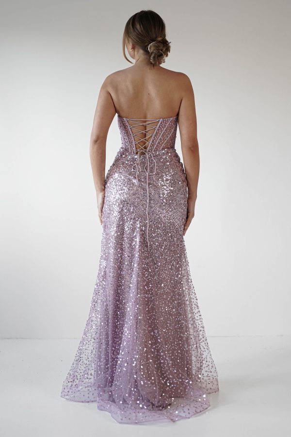 Cadenza Beaded Corset Gown | Mauve For Sale