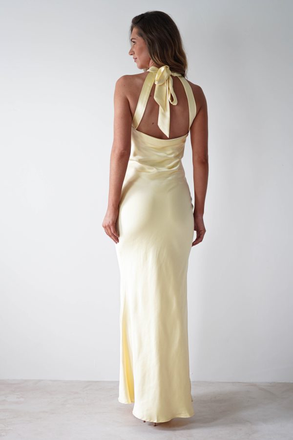 Natalia Soft Satin Maxi Dress | Lemon Sale