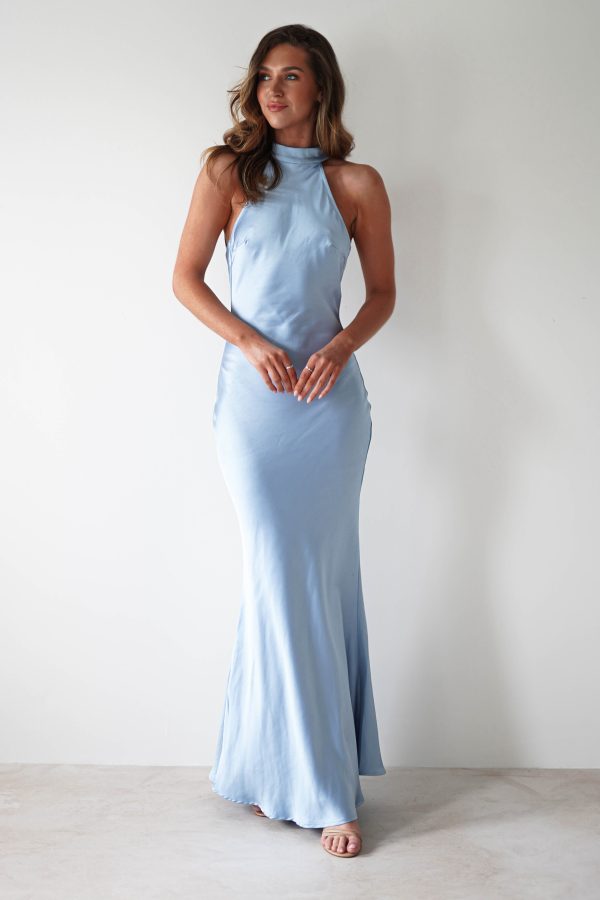 Natalia Soft Satin Maxi Dress | Blue Online now