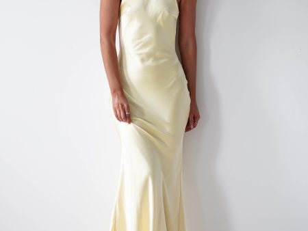 Natalia Soft Satin Maxi Dress | Lemon Sale