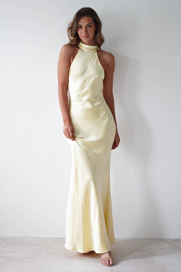 Natalia Soft Satin Maxi Dress | Lemon Sale