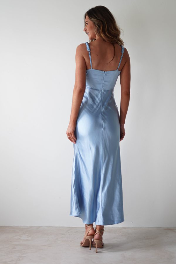 Bethanie Soft Satin Maxi Dress | Blue Hot on Sale