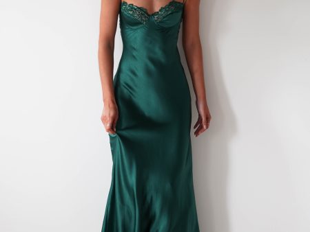 Ricci Soft Satin Maxi Dress | Forest Green Online Hot Sale