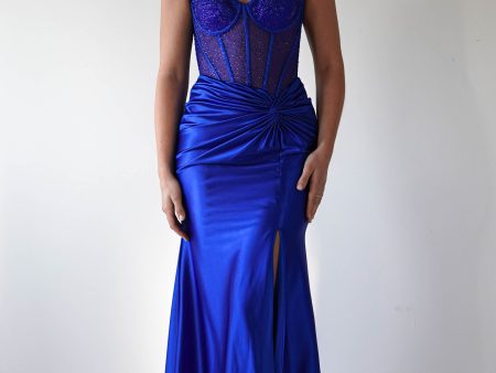 Andrina Rhinestone Strapless Gown | Royal Blue For Sale