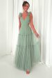 Galiena Ruffle Tulle Maxi Dress | Sage Green Fashion