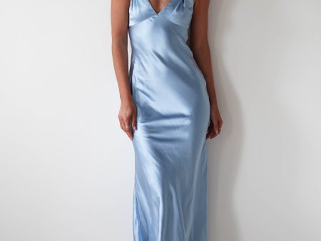 Bethanie Soft Satin Maxi Dress | Blue Hot on Sale