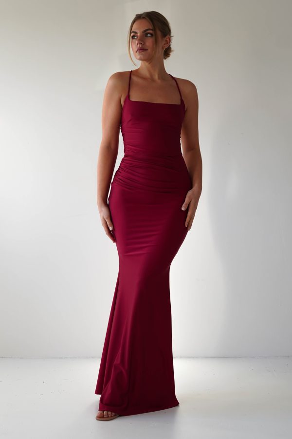 Monette Bodycon Maxi Gown | Burgundy Discount