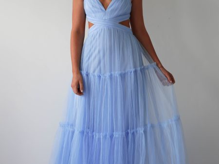 Galiena Ruffle Tulle Maxi Dress | Blue Online now