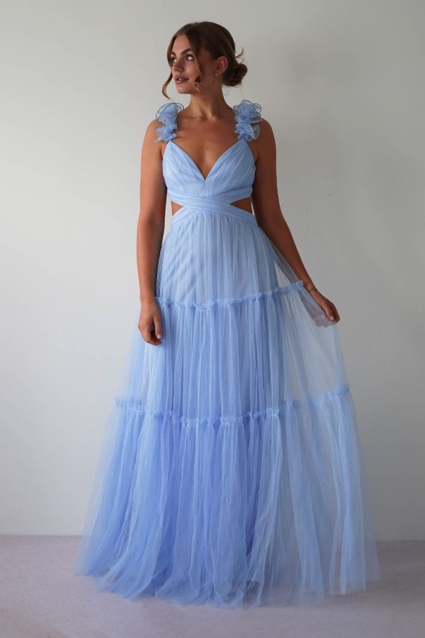 Galiena Ruffle Tulle Maxi Dress | Blue Online now