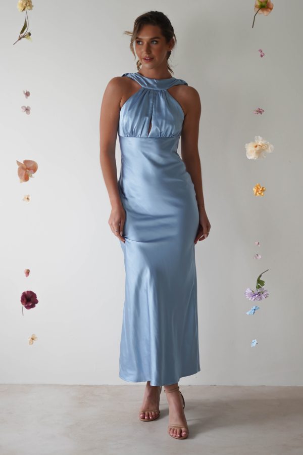 Lauryn Halter Neck Maxi Dress | Light Blue Online now