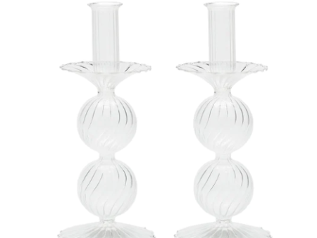 Bella Short Candle Holder in Clear, Set of 2 Supply