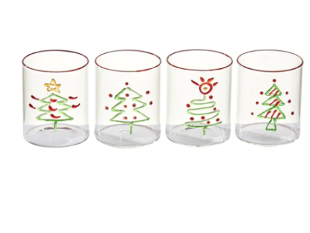 Christmas Tree Tumbler, Assorted Set of 4 Online Hot Sale