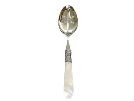 Aladdin Brilliant White Slotted Serving Spoon For Sale