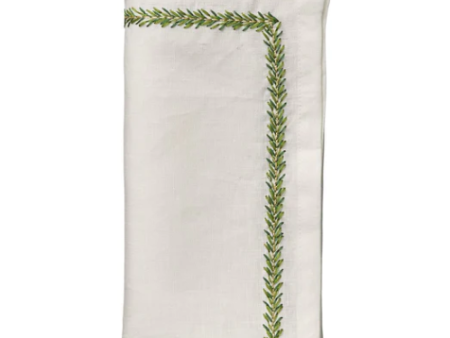 Jardin Napkin in White & Green, Set of 4 Supply