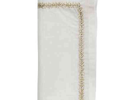 Jardin Napkin in White, Gold & Silver, Set Of 4 For Sale