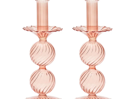 Bella Short Candle Holders in Blush, Set of 2 Cheap