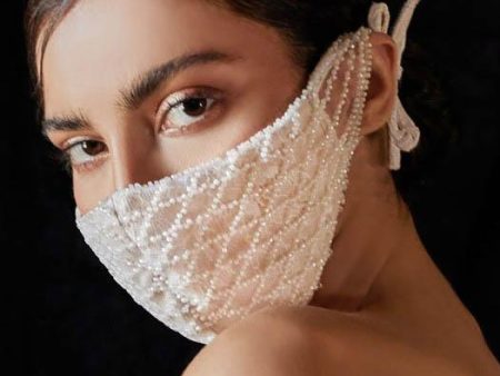 Luxury Embroidered Bridal Face Mask | Ivory Online Sale