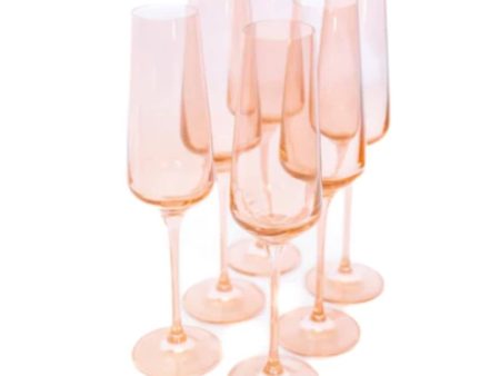 Blush Pink Champagne Flutes Set of 6 Online Sale