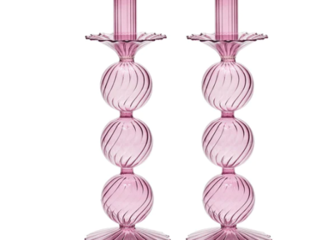 Iris Tall Candle Holder in Lavender, Set of 2 Fashion