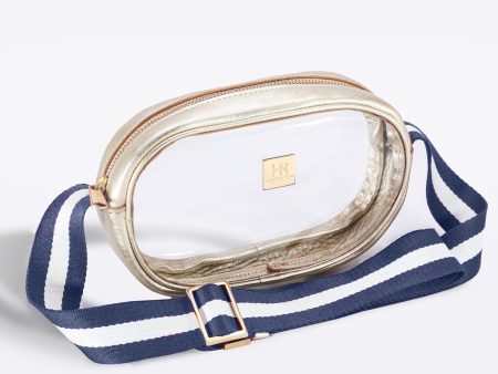 Gold Vinyl Annie + Navy and White Striped Strap on Sale