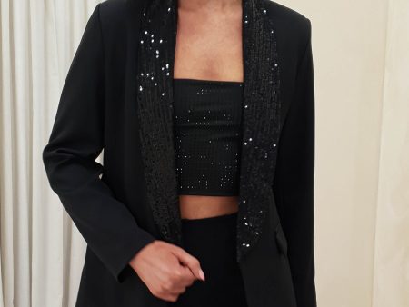 Ruri Sequin Oversize Blazer | Black Fashion