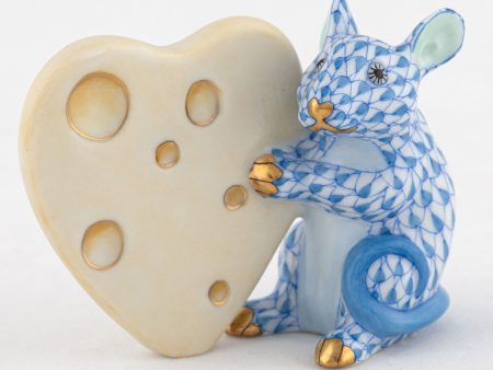 Blue Mouse with Heart Shaped Cheese on Sale