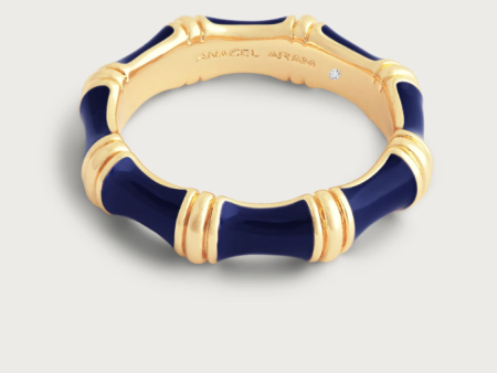 Bamboo Enameled Ring-Atlantic Navy Blue-Size 7 Online now