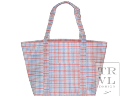 Jumbo Travel tote in Plaid Red Supply