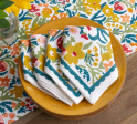 Teal Garden Napkins Set of 4 Cheap