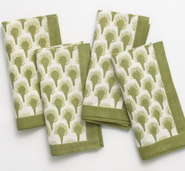 Geo Feather Moss Napkin | Set of 4 Online Hot Sale