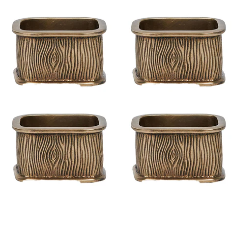 Blenheim Oak Napkin Ring Set 4 - Brass Cheap