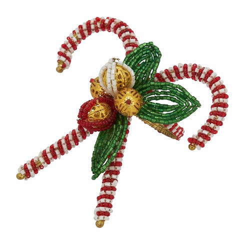 Beaded Candy Cane Napkin Rings-Set of 4 Fashion