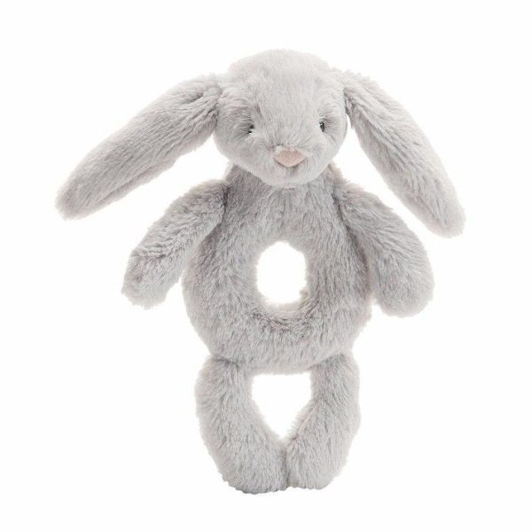 Bashful Grey Bunny Ring Rattle Hot on Sale