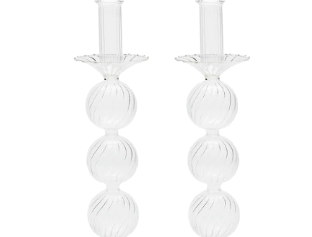 Iris Tall Candle Holder in Clear, Set of 2 Cheap