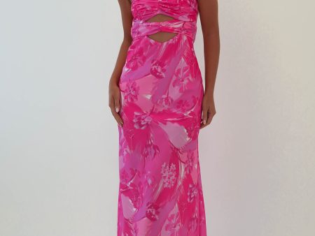 Andria Printed Midaxi Dress | Hot Pink For Sale