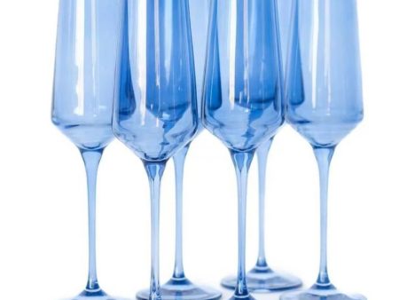 Cobalt Champagne Flutes Set of 6 Online