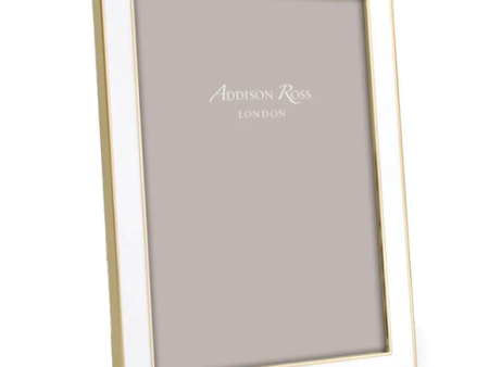 White Enamel Picture Frame with Gold Trim Hot on Sale