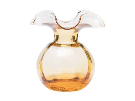 Hibiscus Glass Medium Fluted Amber Vase Hot on Sale