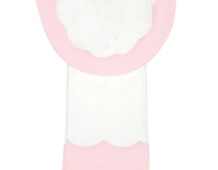 Baby Scalloped Heart Cotton Knit Bib & Burp Set-Pink Online now