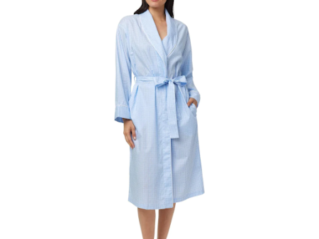 Classic Gingham Luxe Pima Shawl Robe Blue Online Hot Sale